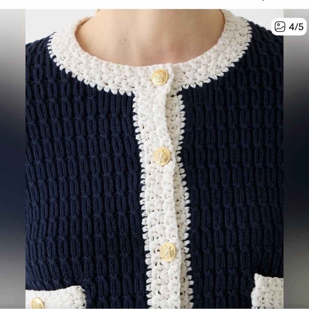J.Crew Cropped sweater lady jacket with contrast trim Size S - Picture 4 of 16